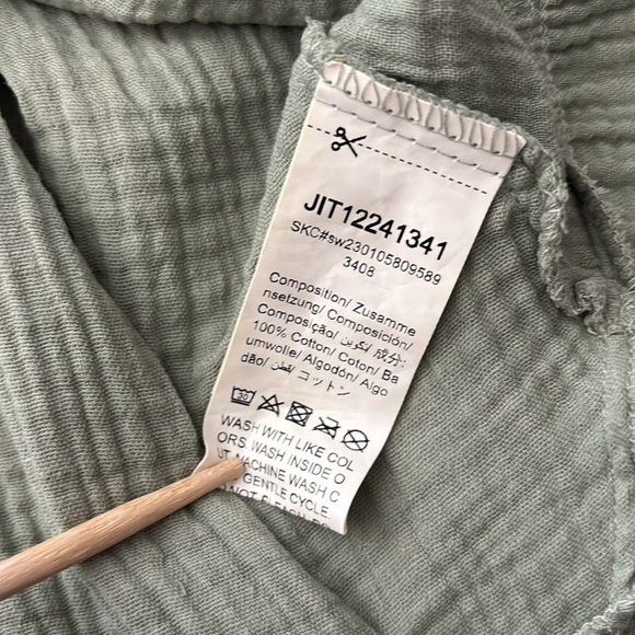 Emery Rose Sage Green 100% Cotton A-Line High-Low Seersucker Dress Size M - Picture 6 of 6